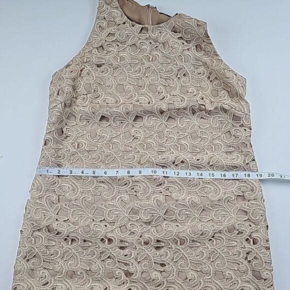 Carmen Marc Valvo MSRP $595 Blush Cream Cocktail Mini‎ Dress NWT Women Size 8 - Picture 9 of 10